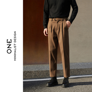 时尚 加绒保暖免烫九分裤 高级感男士 直筒休闲裤 男 毛呢裤 秋冬新款