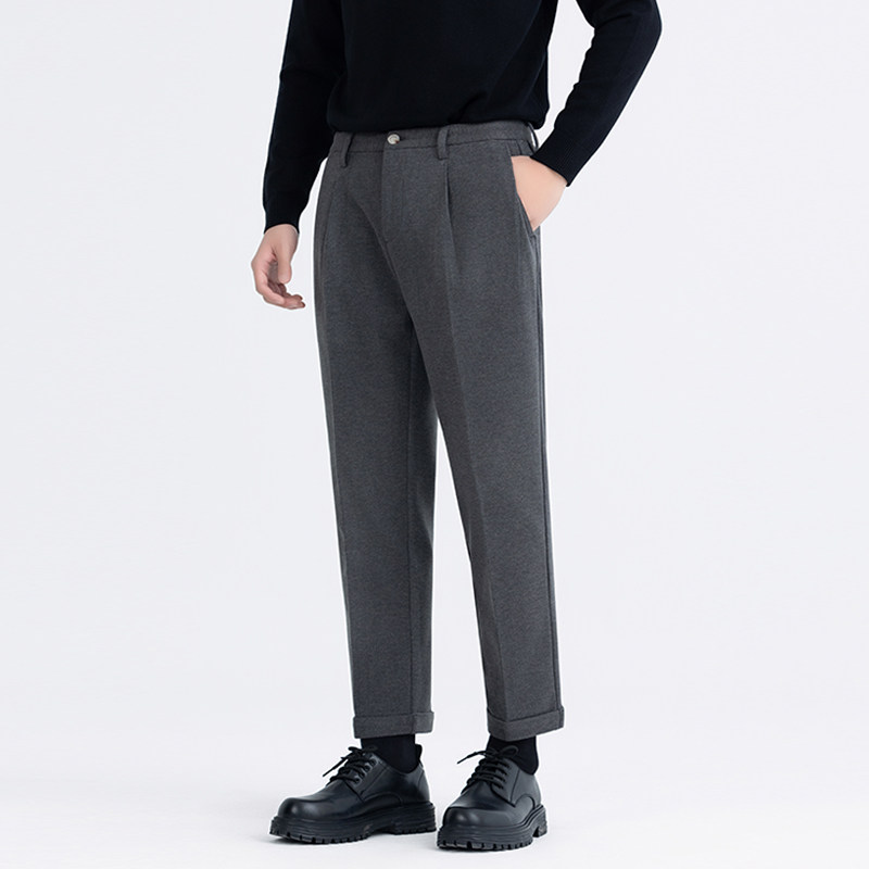 2025秋冬季加厚保暖毛呢裤休闲九分裤男柔顺抗皱免烫宽松休闲长裤,男装,休闲裤,淘宝优惠券,粉丝福利购,淘宝优惠卷