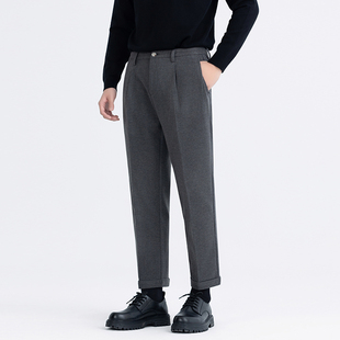 2025秋冬季加厚保暖毛呢裤休闲九分裤男柔顺抗皱免烫宽松休闲长裤