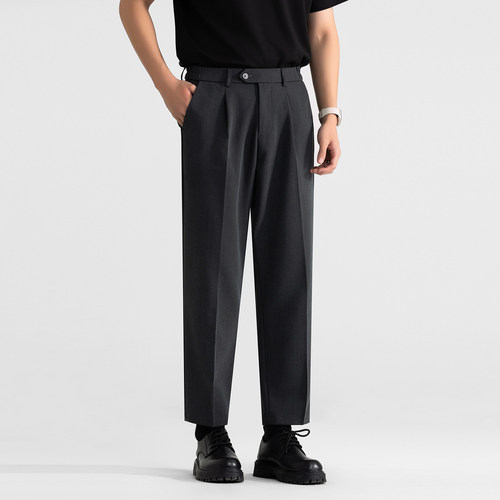 ONE STUDIO夏季极简西裤男士休闲长裤免烫商务直筒垂感九分西裤