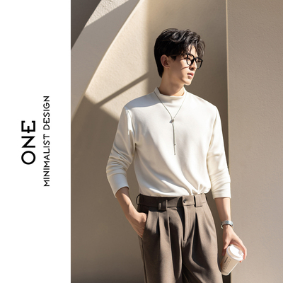 秋冬新款羊毛男士长袖半高领T恤