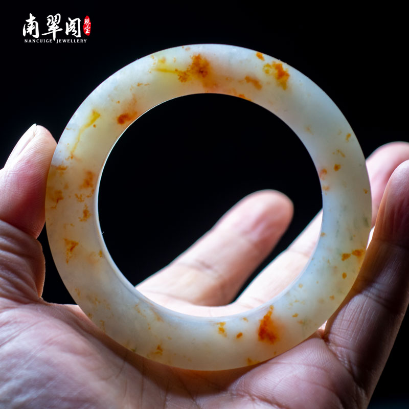 特色洒金翡翠手镯金丝绿黄翡枫叶红桂花糕冰糯种玉镯天然缅甸a货