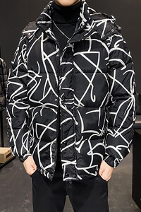 棉衣男 2023冬季新款个性休闲连帽加厚帅气棉服保暖外套 8822-P65图片