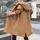 中长款风衣男韩版潮流港风帅气连帽2023春秋新款ins外套2102-P75，男装风衣，星座1310