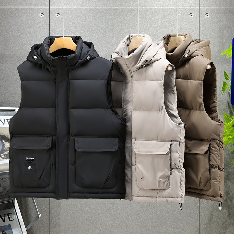 高品质 好面料 L-7XL 帽子可拆 冬季加厚羽绒棉马甲男 M168-P65图片 高品质 好面料 L-7XL 帽子可拆 冬季加厚羽绒棉马甲男 M168-P65图片