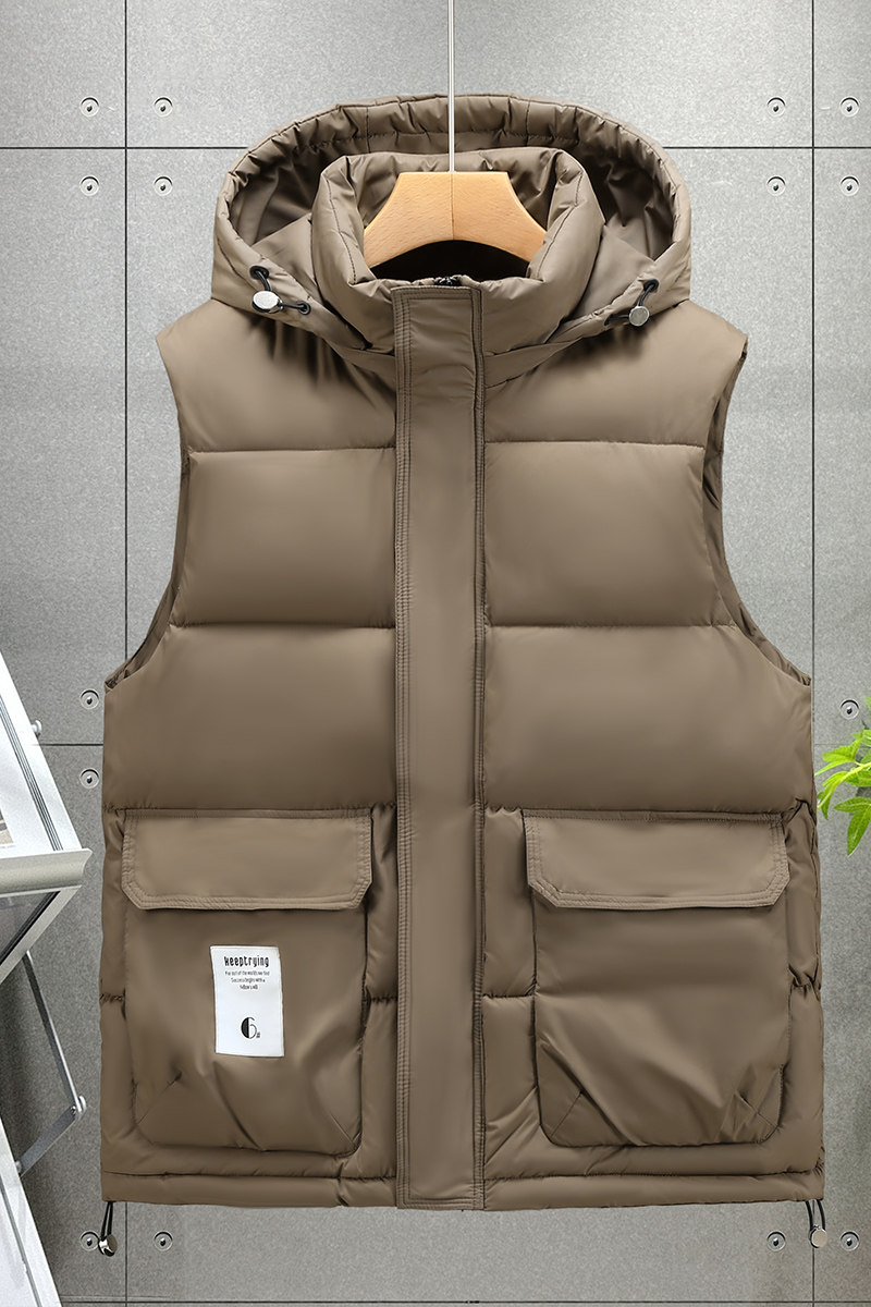 高品质好面料L-7XL帽子可拆冬季加厚羽绒棉马甲男M168-P65,男装背心/马甲,星座1310