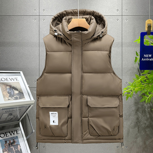 高品质 好面料 L-7XL 帽子可拆 冬季加厚羽绒棉马甲男 M168-P65图片 高品质 好面料 L-7XL 帽子可拆 冬季加厚羽绒棉马甲男 M168-P65图片