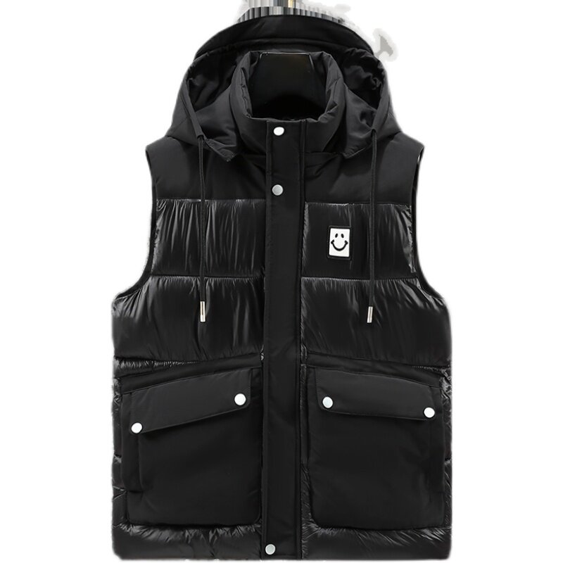 可脱卸帽拼接棉马甲潮流加厚保暖男士外套手塞棉坎肩7009-P60,男装背心/马甲,星座1310