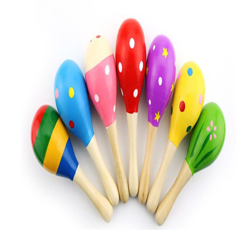 宝宝沙锤婴儿早教音乐打击乐器沙球儿童摇铃抓握彩色听力木质训练