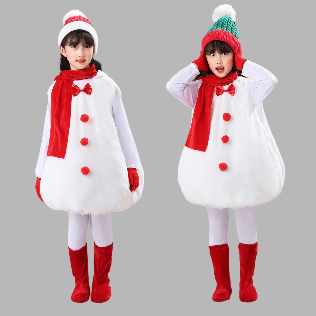 雪人表演服六一儿童雪人演出服雪娃娃表演服元旦圣诞春节舞蹈