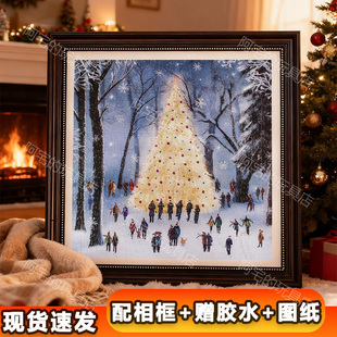 galison冬日颂歌500片拼图送相框圣诞情侣礼物成人版解压益智玩具