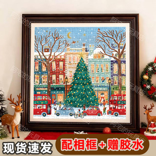 galison闪亮之城500片冬灯拼图相框情侣圣诞礼物成人解压益智玩具