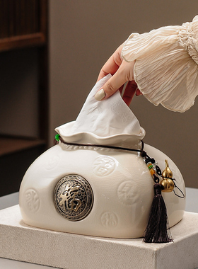 家用新中式复古纸巾盒摆件客厅茶几装饰品抽纸盒创意桌面餐巾纸盒