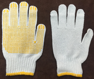 劳保掌心带胶粒线手套点塑纱手套防滑纱手套劳防用品点胶手套