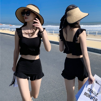 泳衣女分体保守高腰遮肚显瘦韩国ins风森系网红小胸聚拢温泉泳装