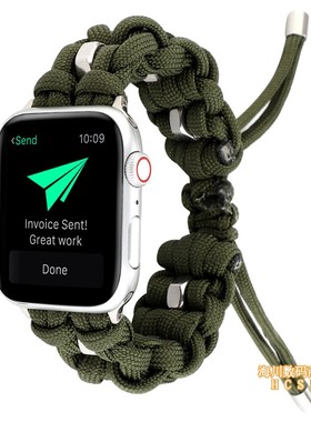适用苹果手表7代尼龙伞绳表带Watch8运动腕带iWatch2345个性6SE潮
