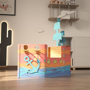 纸箱轮船模型拼装diy可涂色幼儿园儿童手工制作材料包可穿戴纸板