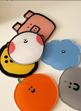 可爱表情ins可爱风小垫子猪猪笑脸卡通杯垫亚克力ABS杯垫韩国