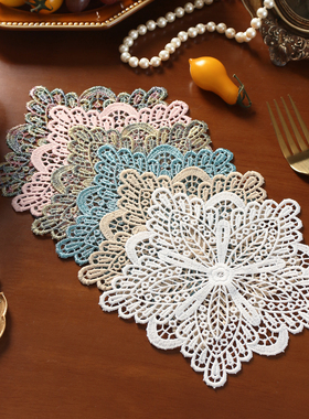 雪花形蕾丝餐垫小清新风隔热防烫垫子茶艺装饰杯垫碗盘垫家用新款