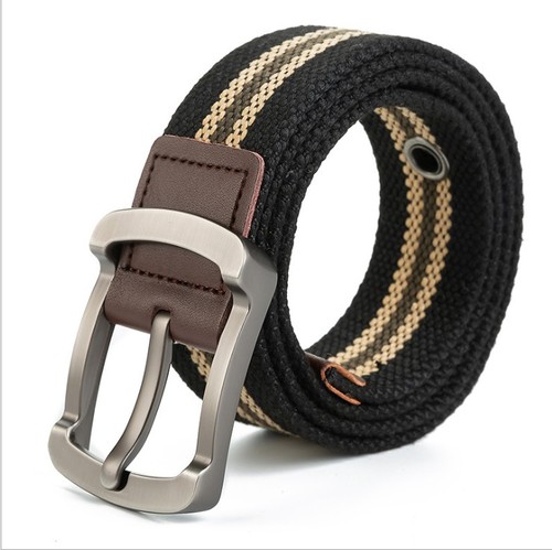 Canvas belt men's and women's belt fashion overalls fat students military training needle buckle Korean version lengthened jeans cloth belt