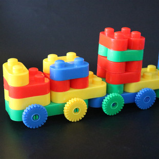 幼儿园大颗粒拼插积木趣味车拼装 塑料早教益智玩具 积木350克袋装