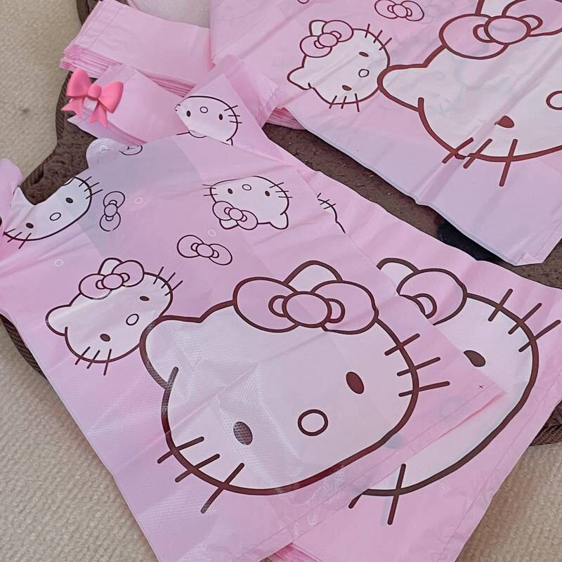 小红书同款猫咪垃圾袋卡通家用少女心可爱粉色背心袋塑料袋打包袋