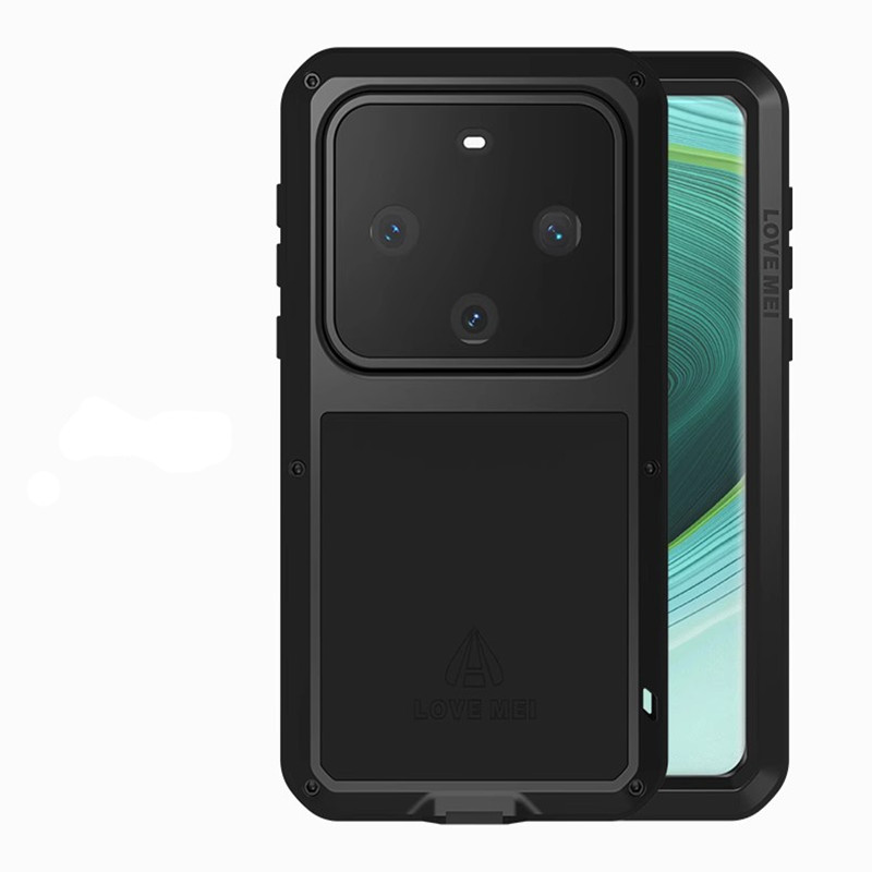 LOVEMEI适用华为mate60pro三防防水手机壳mate60pro+保护套硅胶金属壳保护相机头保护壳防刮情侣壳欧美风