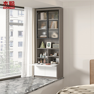 现代简约飘窗梳妆台置物架折叠书桌储物柜阳台卧室家用小户型4H18