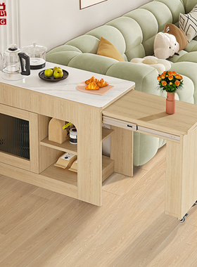 现代简约可伸缩沙发岩板边几角几茶水柜创意家用客厅小户型8J45-1