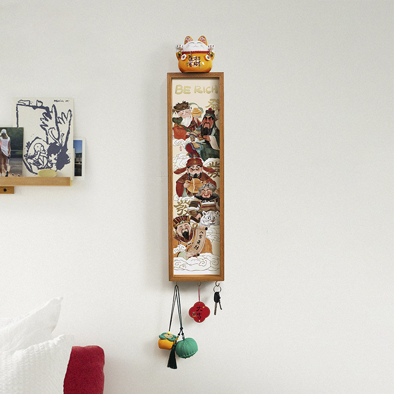 五路财神爷装饰画入户门玄关喜庆挂画客厅餐厅2026置物背景墙贴画,家居饰品,现代装饰画,淘宝优惠券,粉丝福利购,淘宝优惠卷
