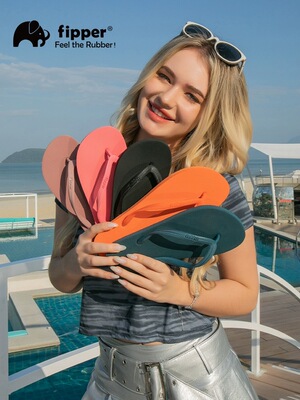 Fipper夹脚人字拖basics天然橡胶男女防滑耐磨拖鞋海边沙滩凉鞋夏