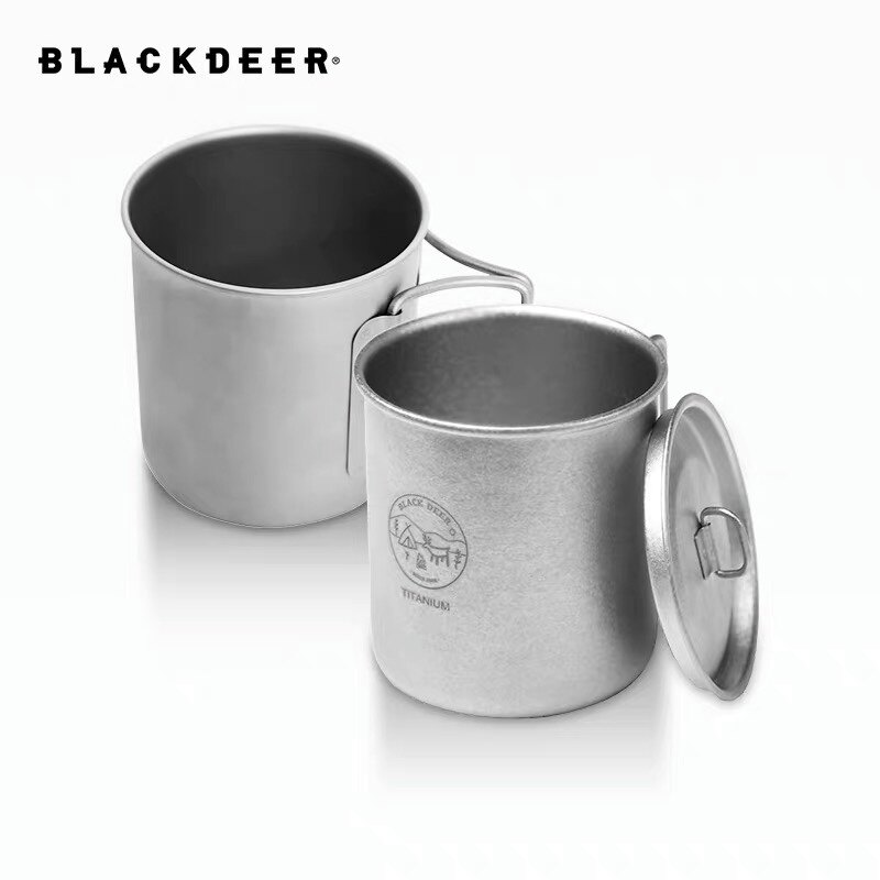 BLACKDEER黑鹿纯钛餐具杯精致露营野营可折叠手柄便携式钛水杯