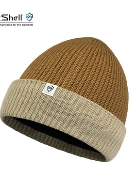 DexShell戴适帽子撞色翻边针织帽户外男女保暖防风帽针织DH32511