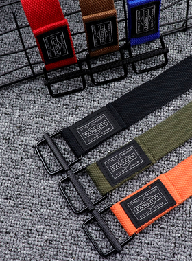 ins潮牌潮流夏季青年时尚工装休闲裤百搭帆布腰带牛仔裤皮带学生