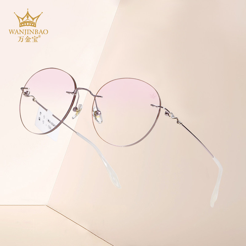 万金宝WJB无框复古钻石切边眼镜女定制高端专柜正品可查验MA50412