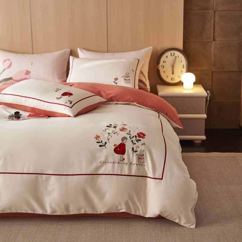 秋冬新品100S高支全棉磨毛四件套 保暖加厚纯棉三件套可爱ins女生