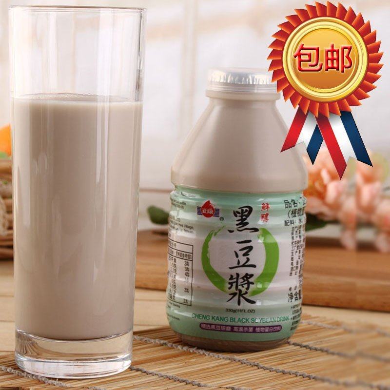 台湾进口瓶装正康原味纯黑豆奶饮料营养早餐豆浆330ml*6瓶包邮