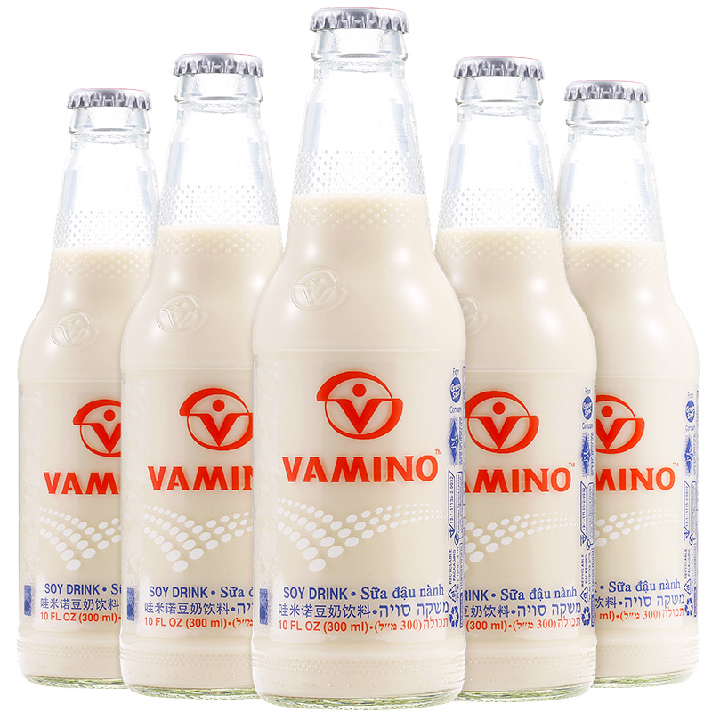Ì©¹úÍÛÃ×ŵ¶¹ÄÌÒûÁÏ ½ø¿ÚVAMINO ÔζÔç²ÍÄÌÒûÆ·300ml*5²£Á§Æ¿×°