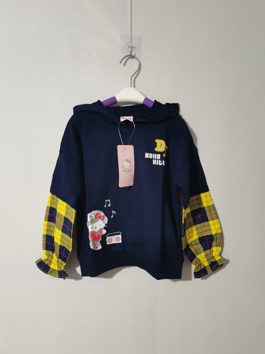 120码HelloKitty女童卫衣纯棉毛圈帽衫断码清仓卡蒂猫童装