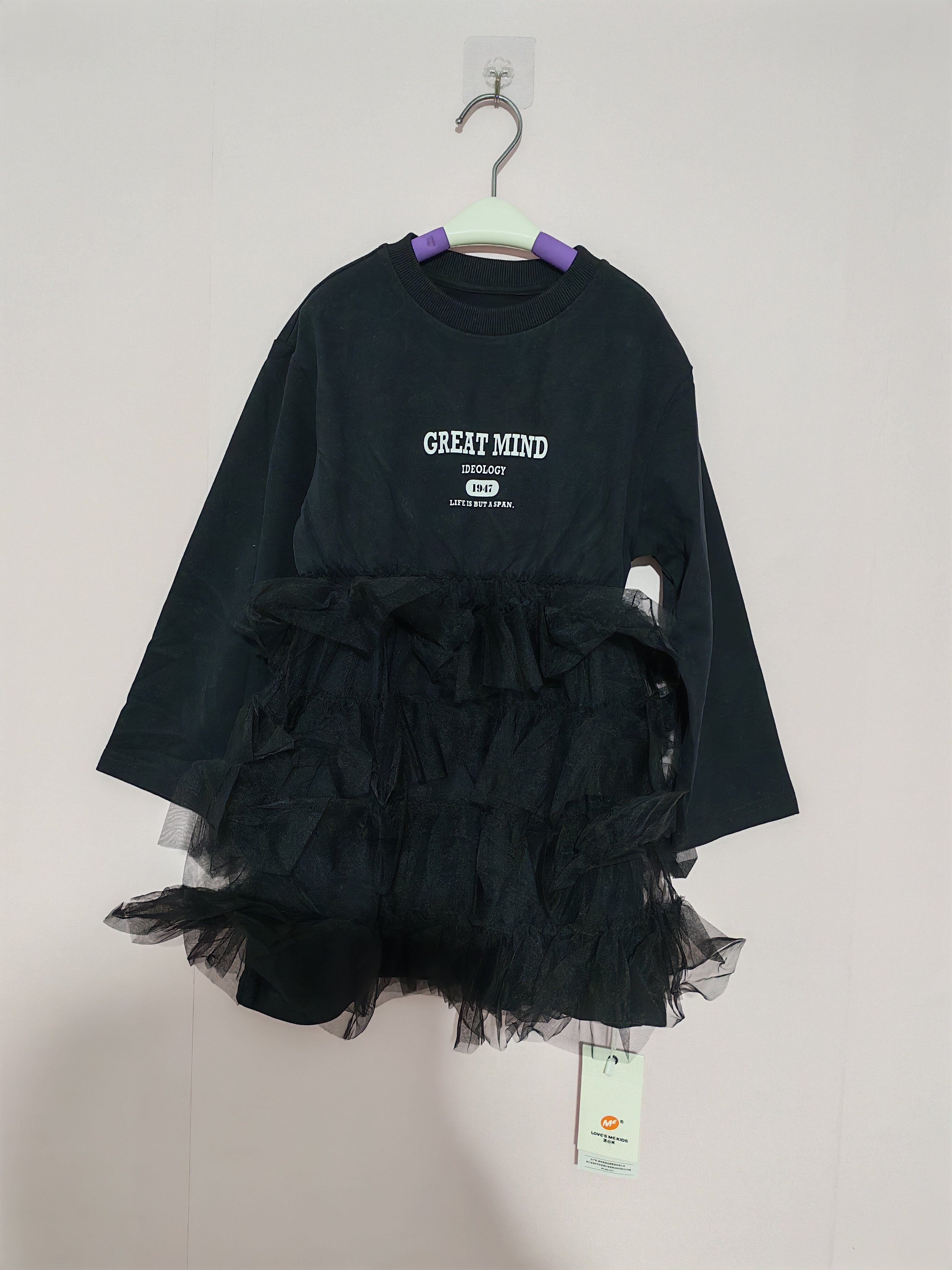 120码洛晓米女童连衣裙春秋季儿童连衣裙女童裙子长袖裙子断码清