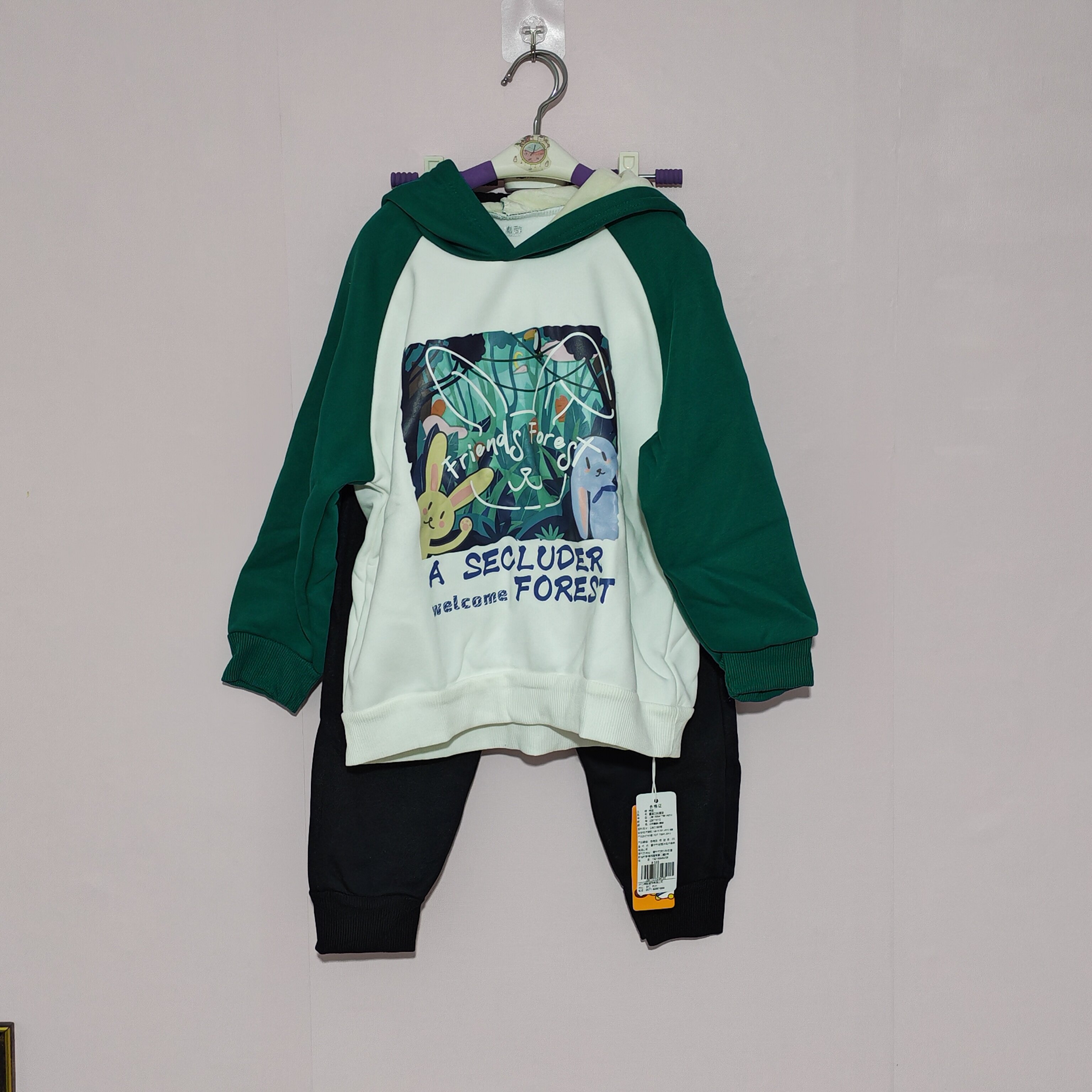 130码棉Z品牌童装女童卫衣卫裤薄绒两件套装冬春儿童套装卫衣裤子