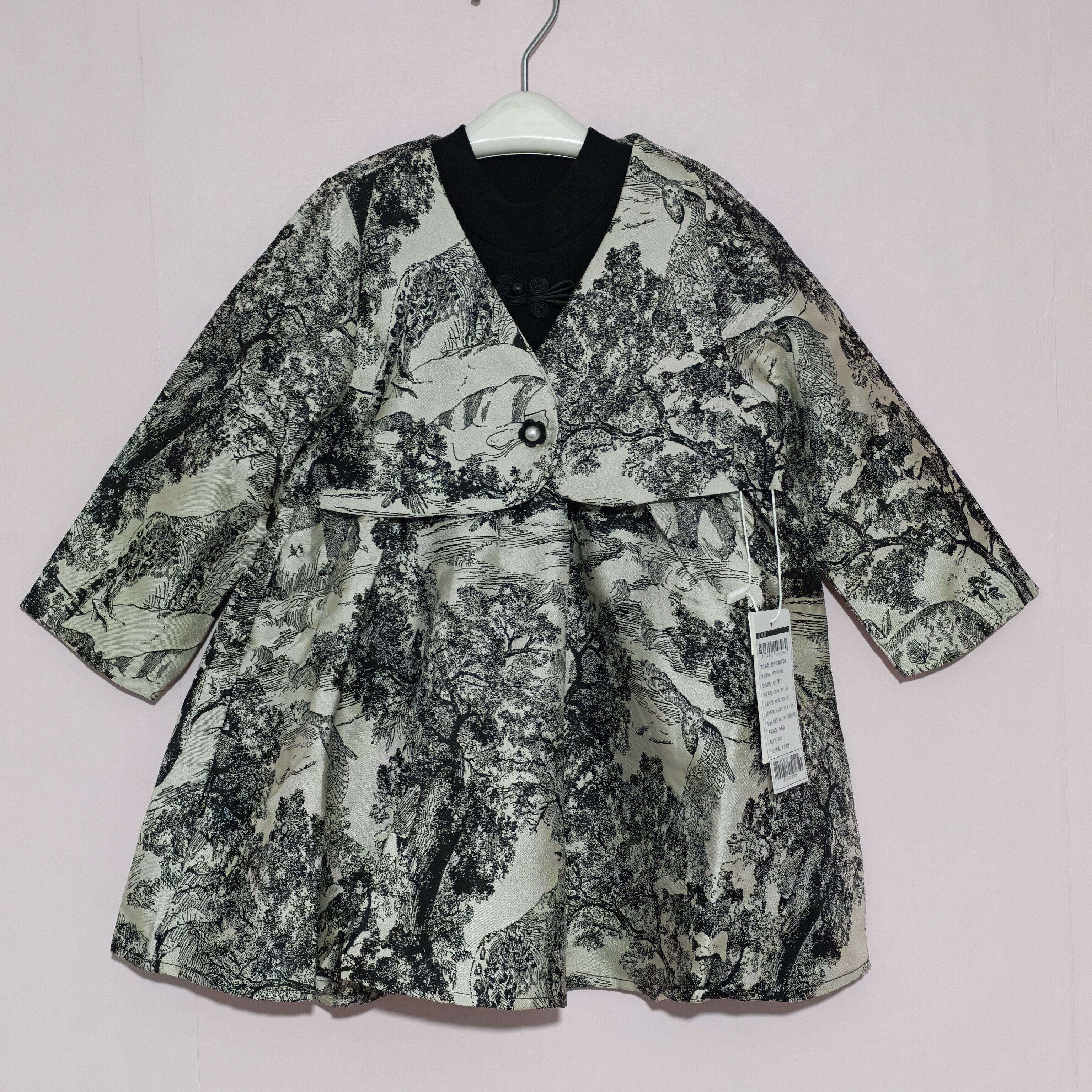 90-160码洛小M女童裙套装春季女童连衣裙外套两件套装儿童国风裙