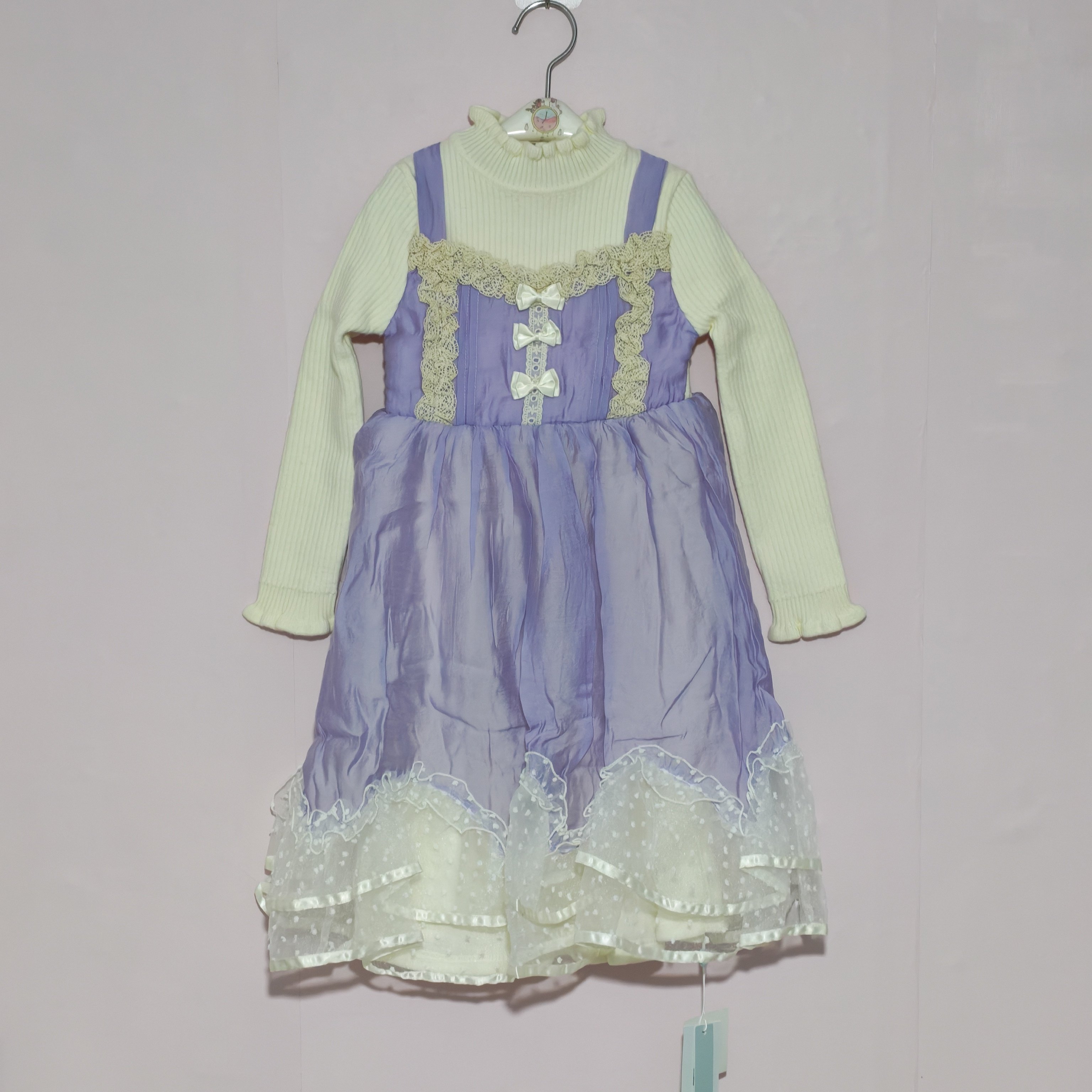 130-160码古力JIA女童连衣裙秋冬儿童裙子女童毛衣连衣裙公主裙