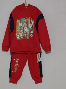 120-170码史努B儿童套装年服大红色男童卫衣裤子两件套加绒薄绒