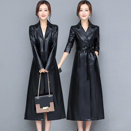 真皮皮衣女中长款皮风衣加棉外套