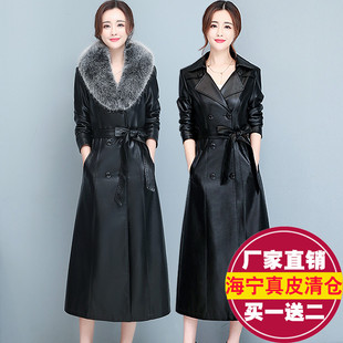 加棉外套 绵羊皮过膝显瘦皮风衣大码 2025秋冬新款 真皮皮衣女中长款