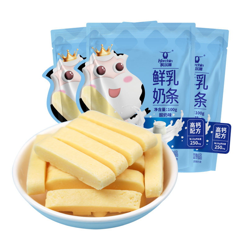 科尔沁鲜乳奶条100g*3袋酸奶味猕猴桃味高钙内蒙古特产休闲零食