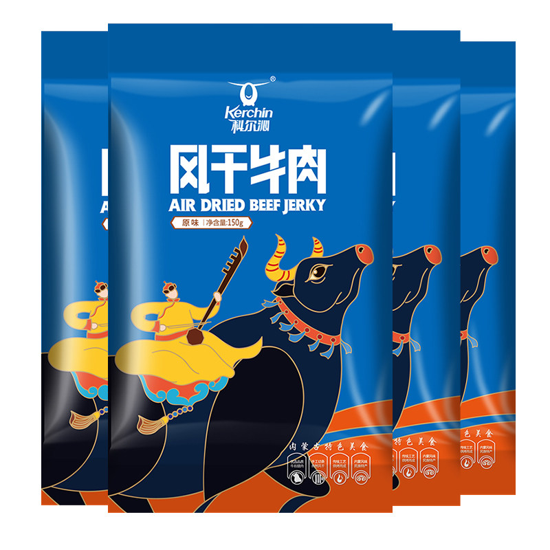 科尔沁风干牛肉干150g*4袋原味休闲零食袋装