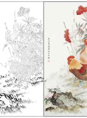 厘米步骤图工笔画白描底稿