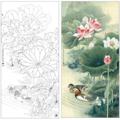 厘米步骤图工笔画白描底稿